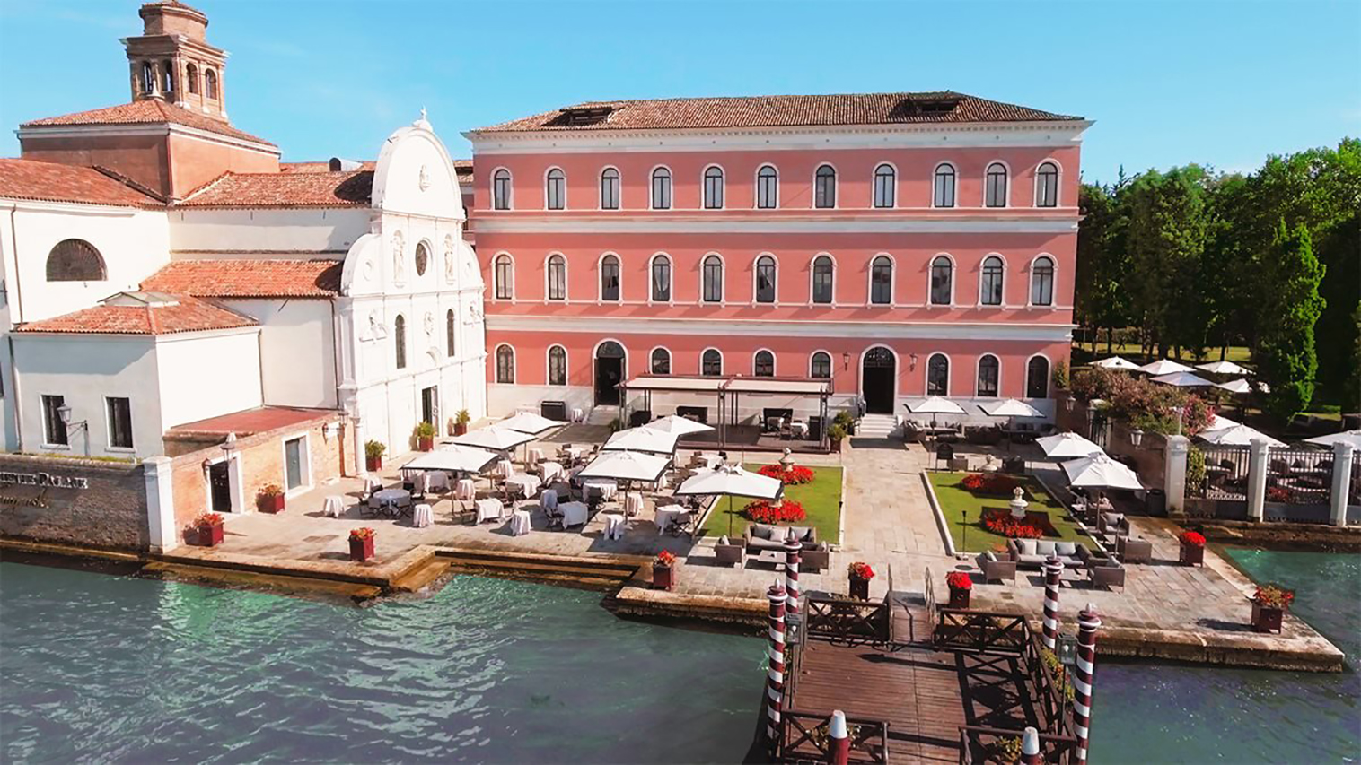 Blick auf den Jetty des Luxushotel San Clemente Palace Venedig Italien